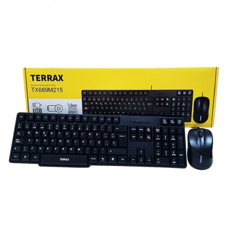Kit Combo TERRAX de teclado y mouse TX689M215 Alámbrico Negro