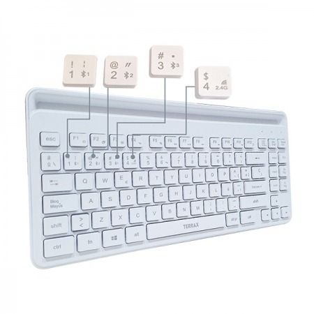 Kit Combo TERRAX de teclado y mouse TX802M09 Recargable Wireless + Bluetooth Blanco