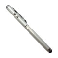 Pluma Capacitiva TERRAX PENTX Silver para pantallas táctiles 4 en 1, puntero láser, linterna, punta touch y bolígrafo