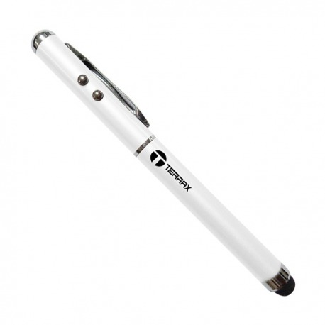 Pluma Capacitiva TERRAX PENTX Negro para pantallas táctiles 4 en 1, puntero láser, linterna, punta touch y bolígrafo