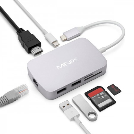 Multipuerto MINIX USB-C a HDMI 7 en 1 para MAC color Gris