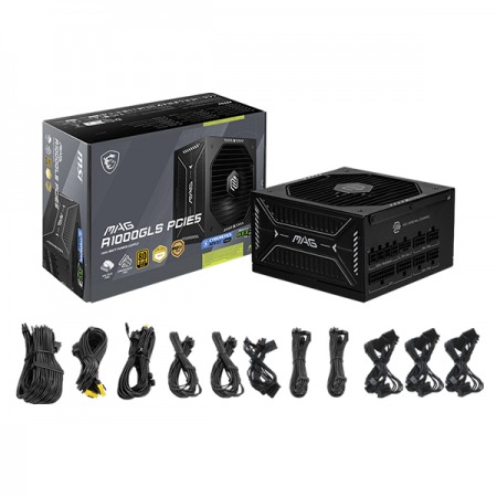 Fuente de Poder MSI MAG 1000W A1000GLS PCIE5 Full Modular